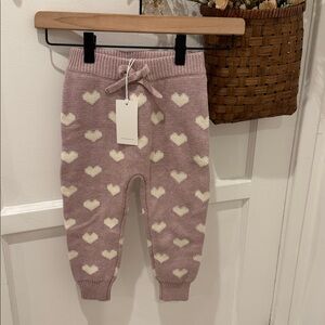 Jamie Kay Heart Knit Pant - Purple and Cream